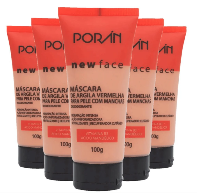 Máscara de Argila Vermelha Anti Manchas Poran Clareadora